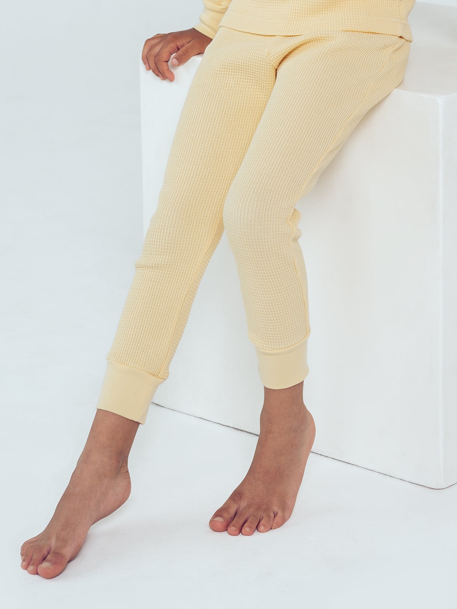 Vaflové Legíny GOTS - Jemná Žlutá